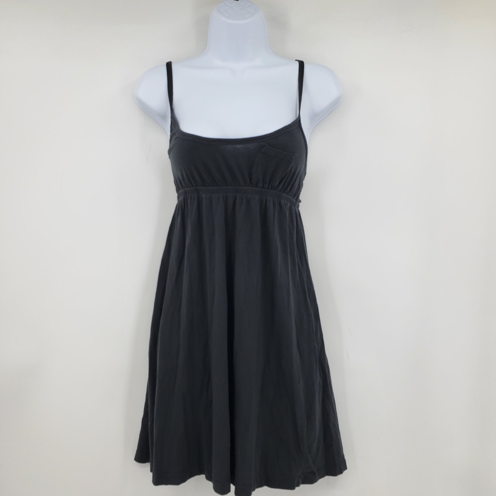 H&M Divided Gray Babydoll Cotton Mini Dress Spaghetti Strap Pocket Y2K Grunge